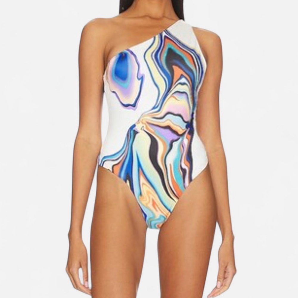 AFRM Body Suit in the pattern Spring Marble